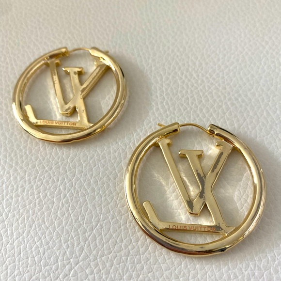 Luis Vuitton Logo Hoop Earrings - Picture 1 of 4
